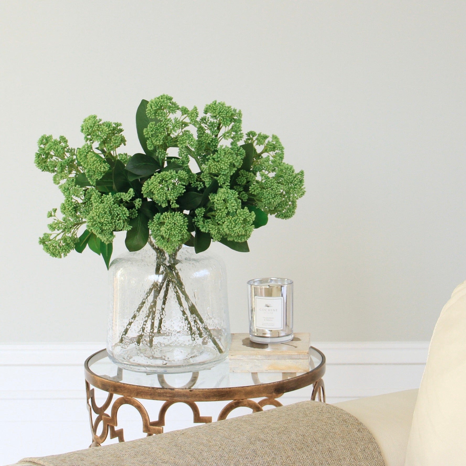 artificial flowers luxury faux silk green skimmia lifelike realistic faux flowers buy online from The Faux Flower Company UK