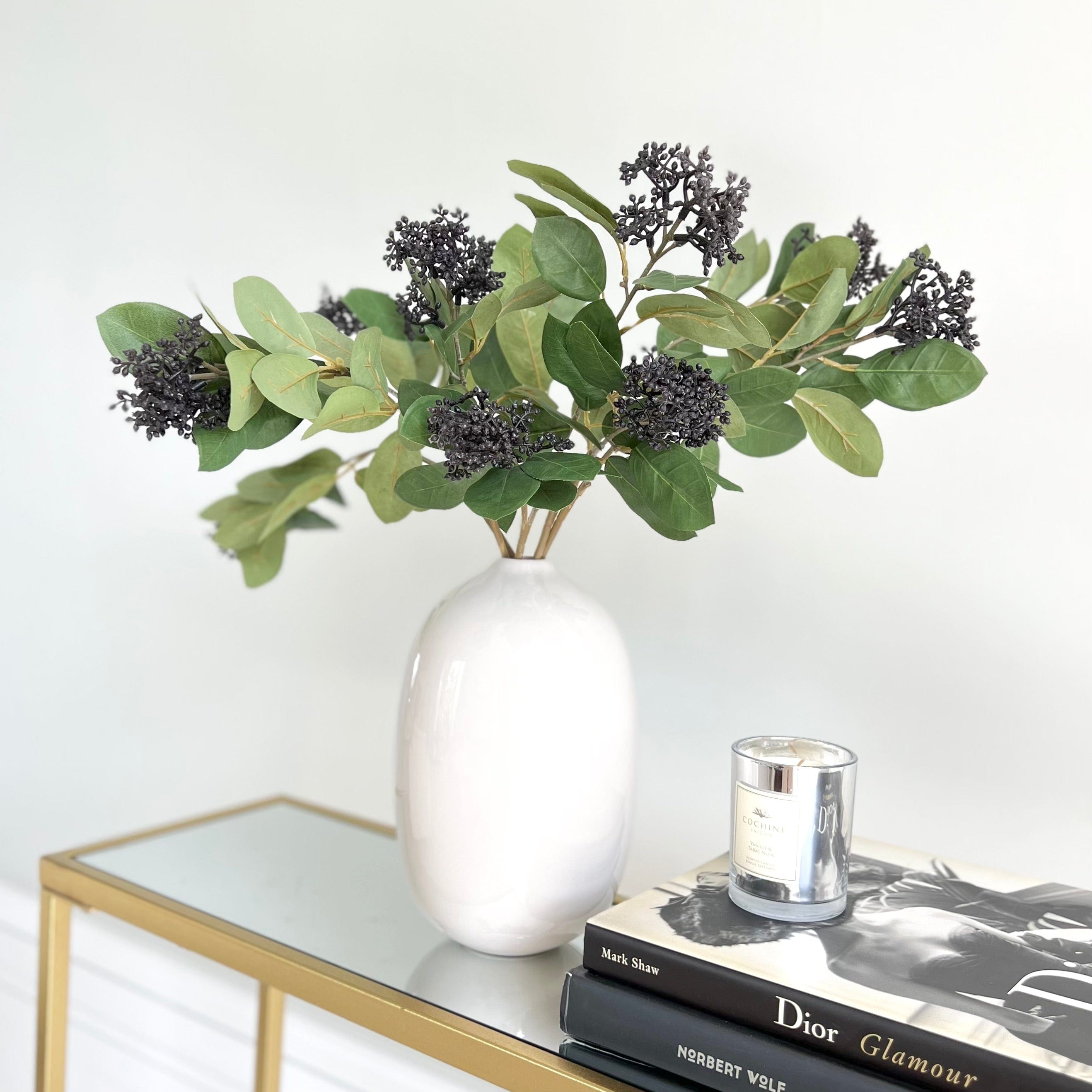 Artificial flowers luxury faux silk black seed pod broadway vase lifelike realistic faux flowers ABP1699 ABX0608GR