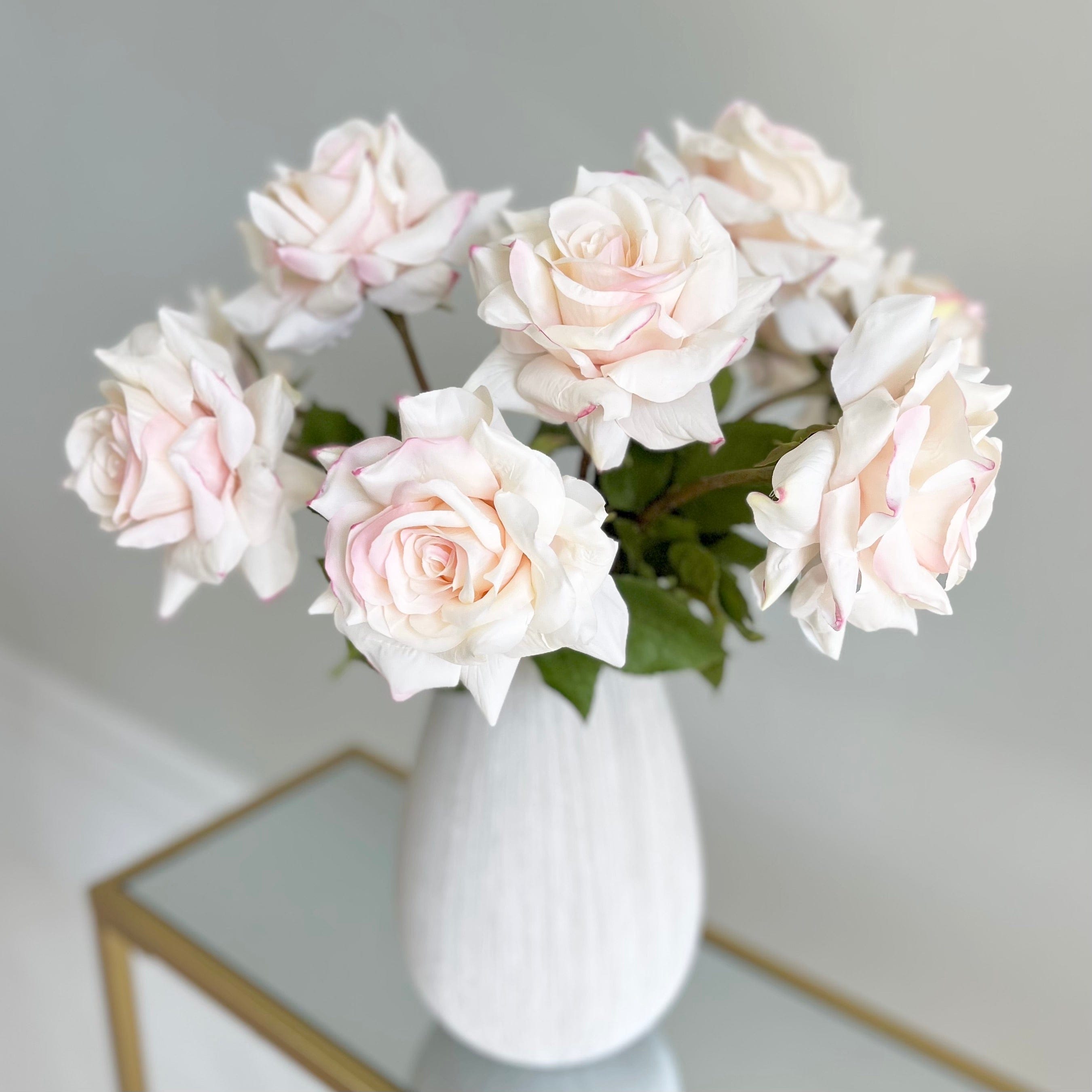 Artificial flowers luxury faux silk pale pink hybrid tea rose rose bibury vase lifelike realistic faux flowers ABP1513 ABY5155LPK