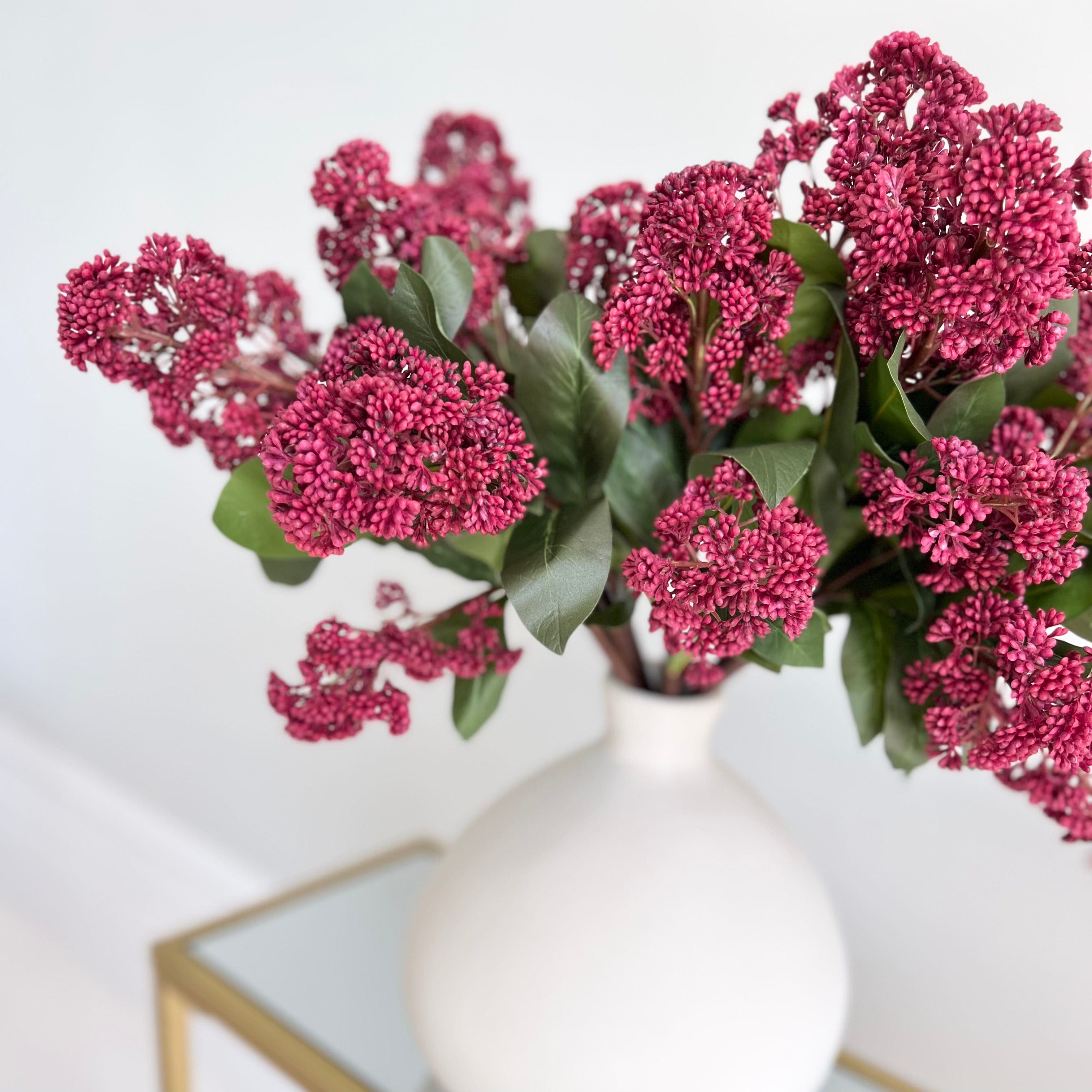 Artificial flowers luxury faux silk red skimmia skemmk burford vase lifelike realistic faux flowers ABP1747 ABY3142RD