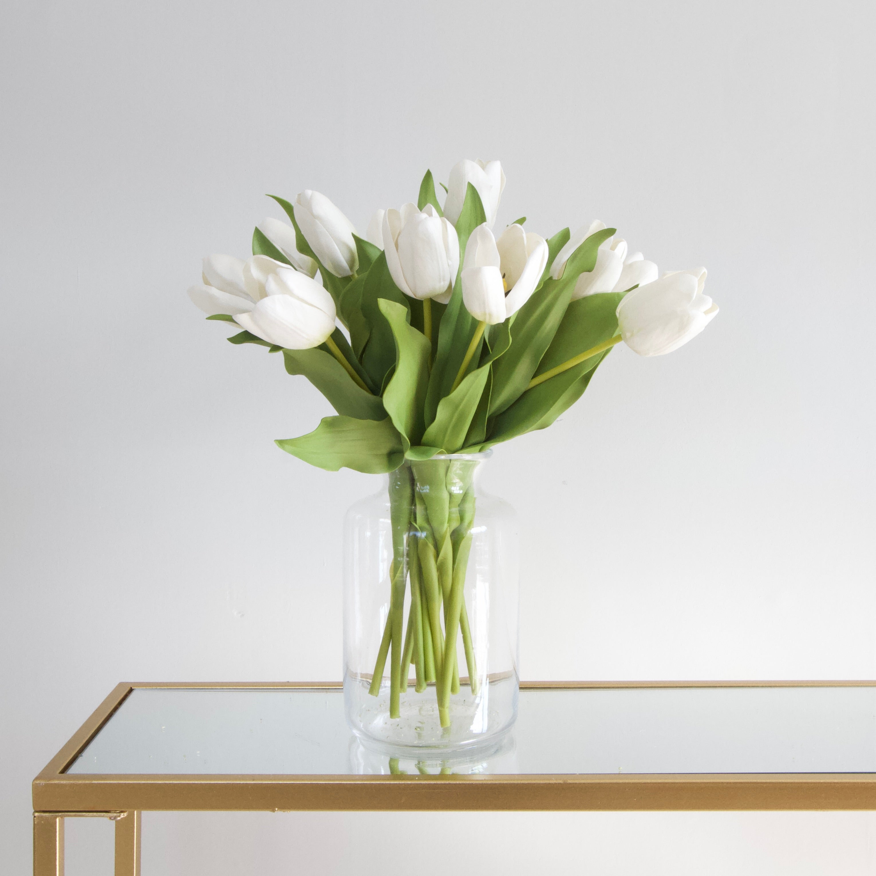 Luxury Lifelike Realistic Artificial Fabric Silk Blooms with Foliage Buy Online from The Faux Flower Company | White Open Tulip