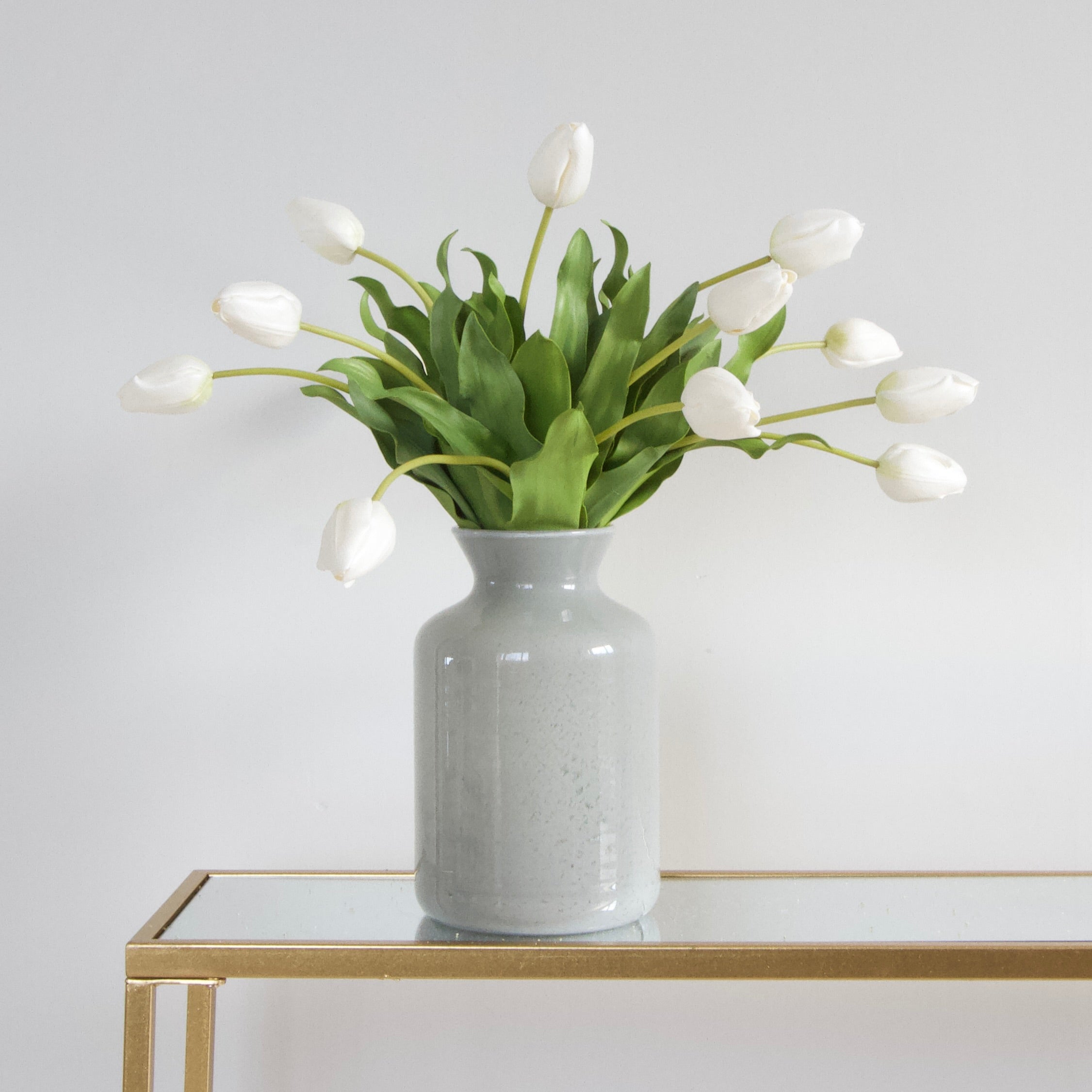 Luxury Lifelike Realistic Artificial Fabric Silk Blooms with Foliage Buy Online from The Faux Flower Company | White Tulip