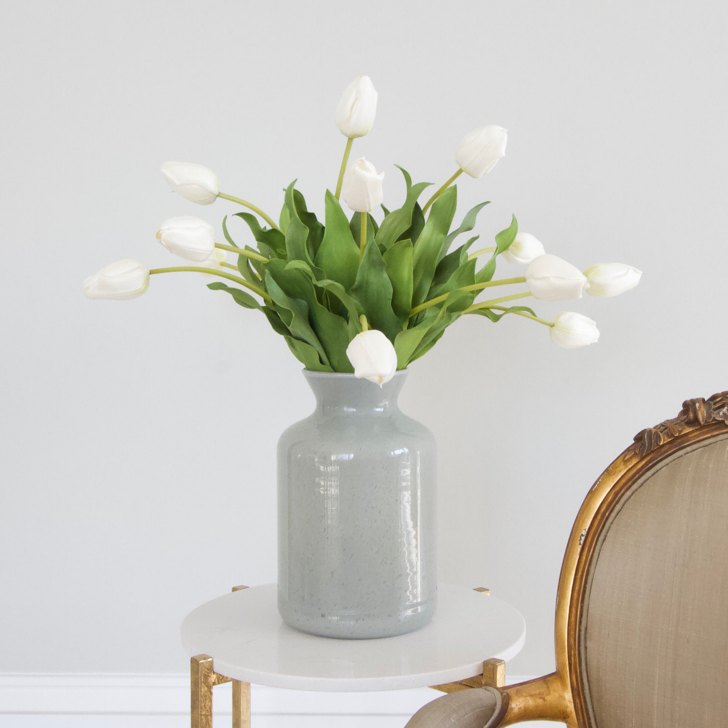 Luxury Lifelike Realistic Artificial Fabric Silk Blooms with Foliage Buy Online from The Faux Flower Company | White Tulip