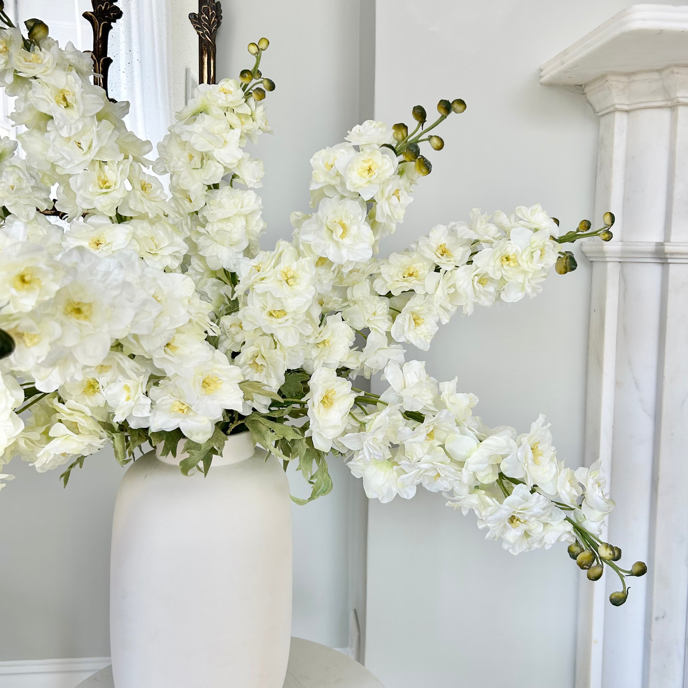 Wholesale Artificial Flowers High Quality Faux Silk Flowers for Wholesale and Trade Artificial White Delphinium in bulk ABX2338WH