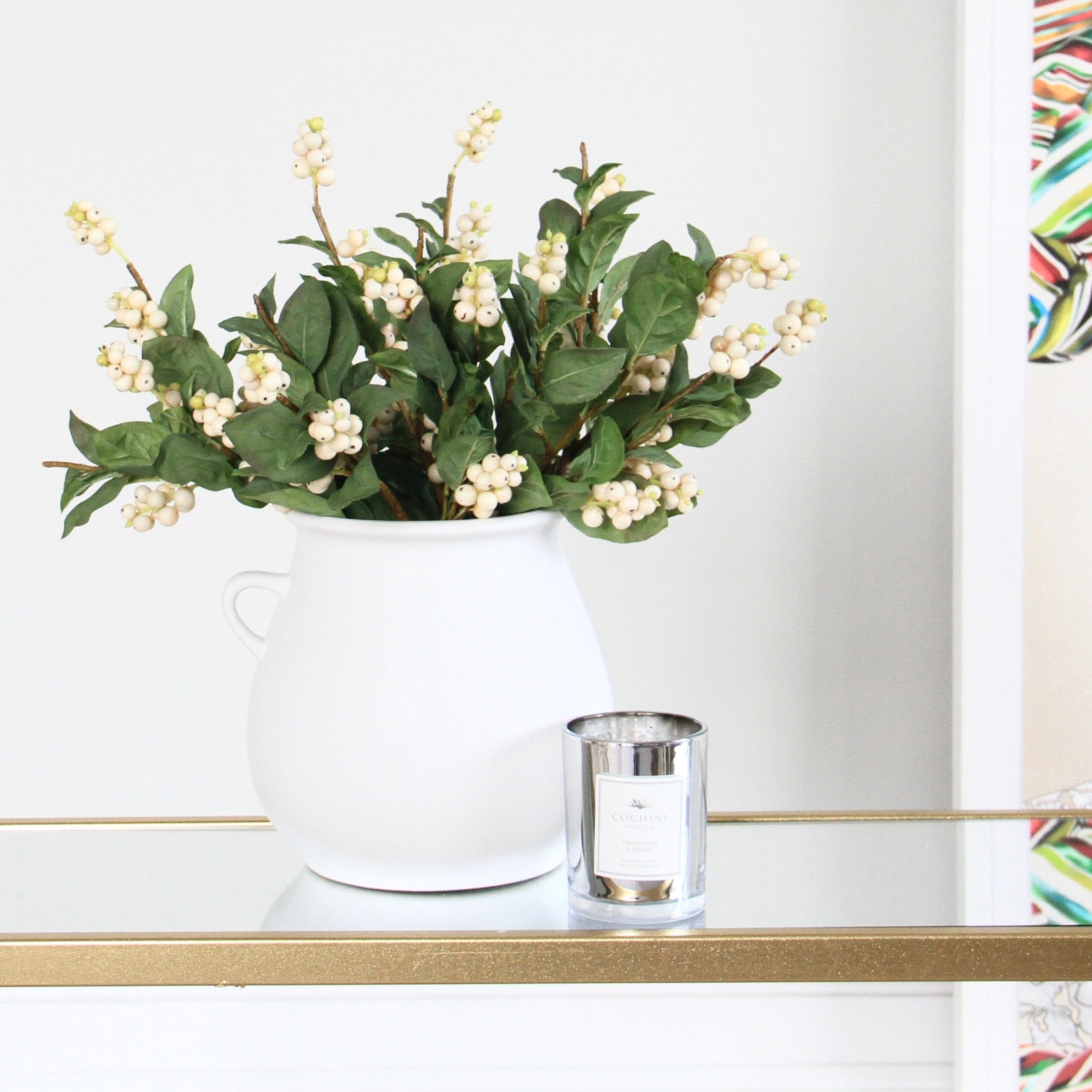Artificial flowers luxury faux silk snowberry branch lifelike realistic faux flowers buy online from Amaranthine Blooms UK