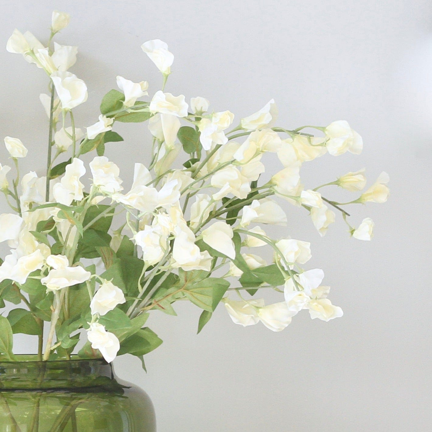 Artificial flowers luxury faux silk tall white sweet pea lifelike realistic faux flowers buy online from Amaranthine Blooms UK 1