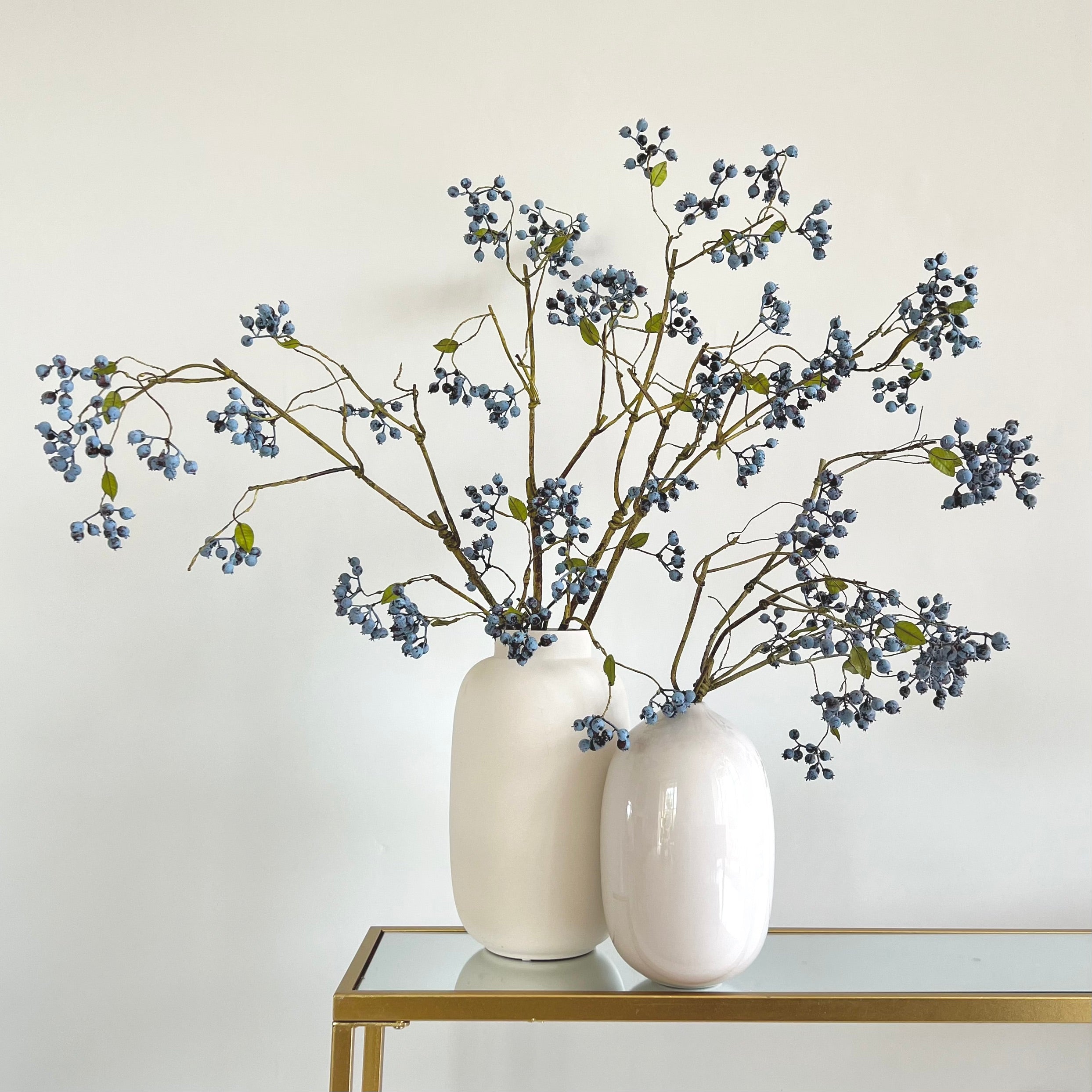 Artificial flowers luxury faux silk blueberry spray branch kingham vase lifelike realistic faux flowers ABP04B3 ABZ6676BL