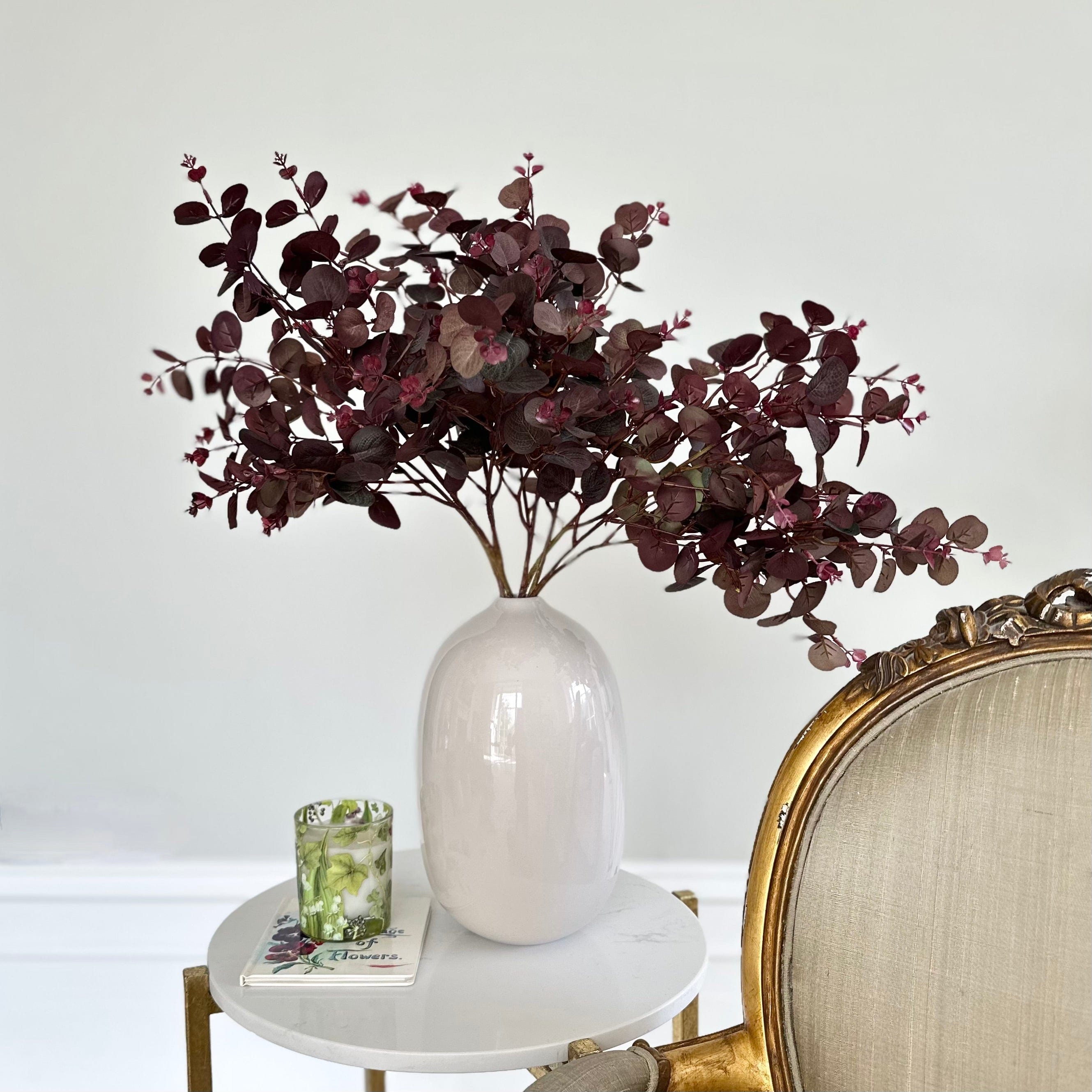 Artificial flowers luxury faux silk burgundy eucalyptus plant lifelike realistic faux flowers Broadway Vase ABP1699 ABZ0076BD 