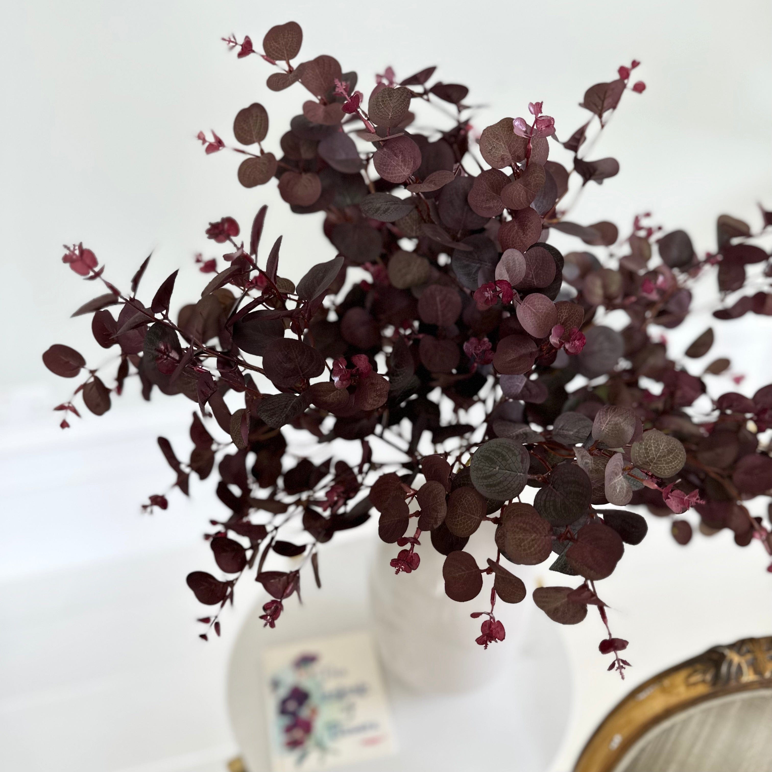 Artificial flowers luxury faux silk burgundy eucalyptus plant lifelike realistic faux flowers Broadway Vase ABP1699 ABZ0076BD 