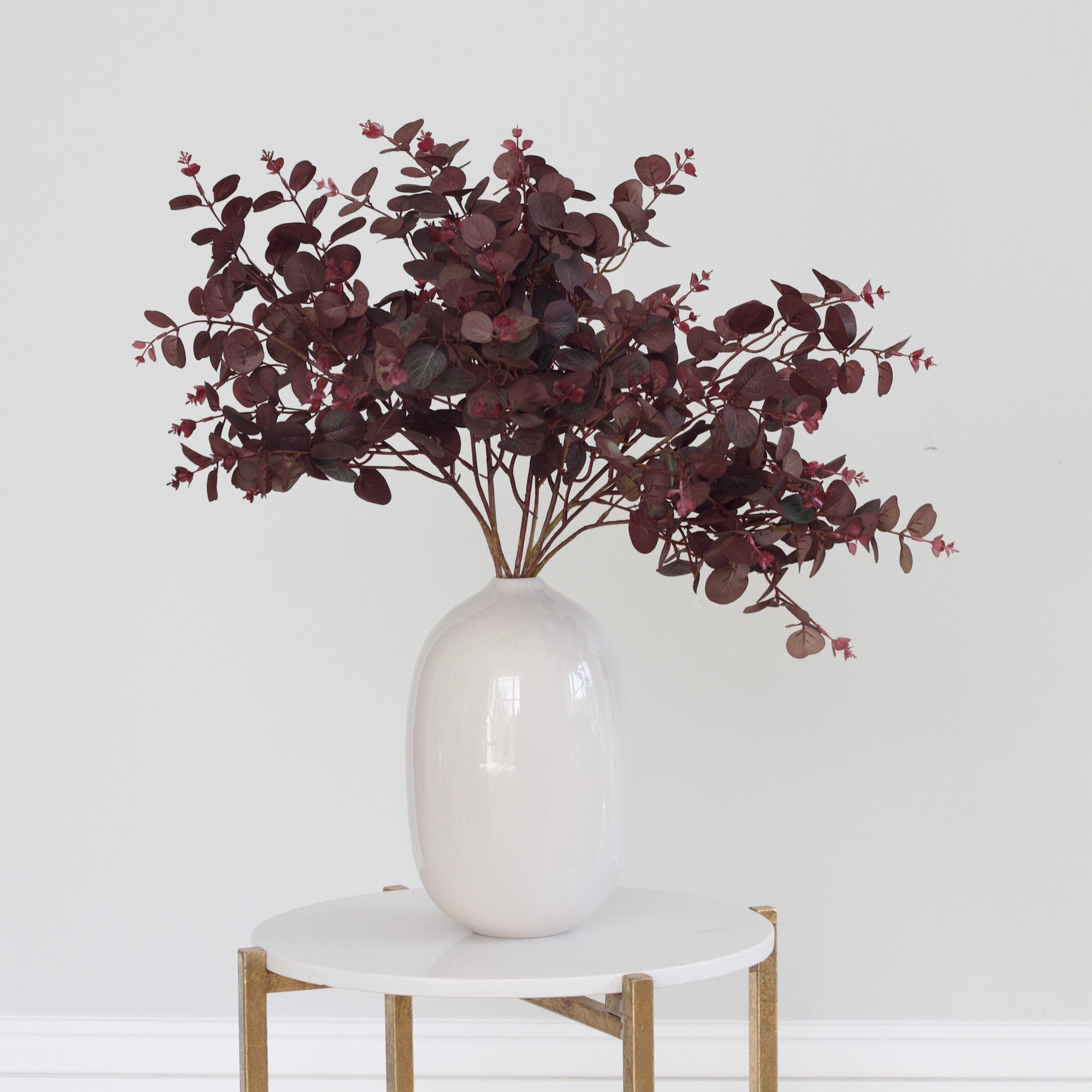 Artificial flowers luxury faux silk burgundy eucalyptus plant lifelike realistic faux flowers Broadway Vase ABP1699 ABZ0076BD 