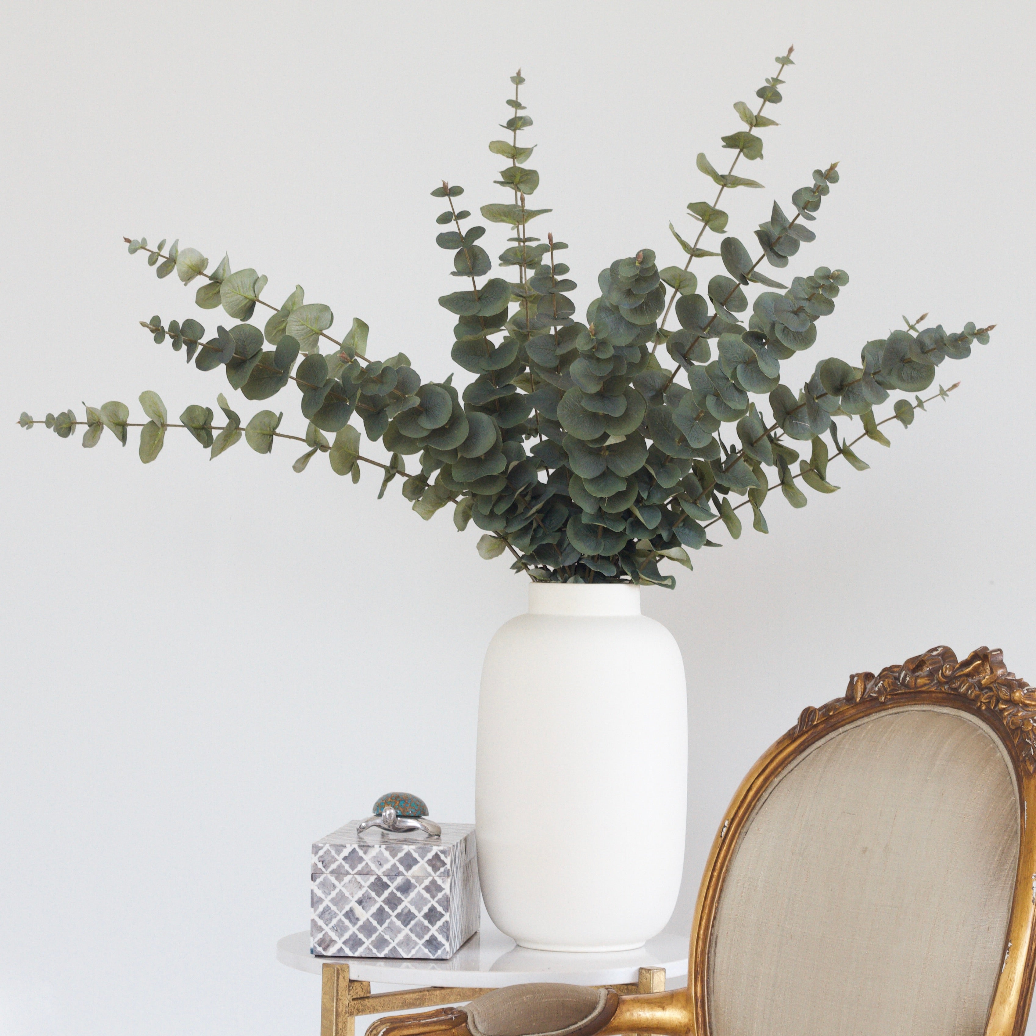Artificial flowers luxury faux silk green tall eucalyptus stem stem kingham vase lifelike realistic faux flowers ABP04B3 ABZ1129GR