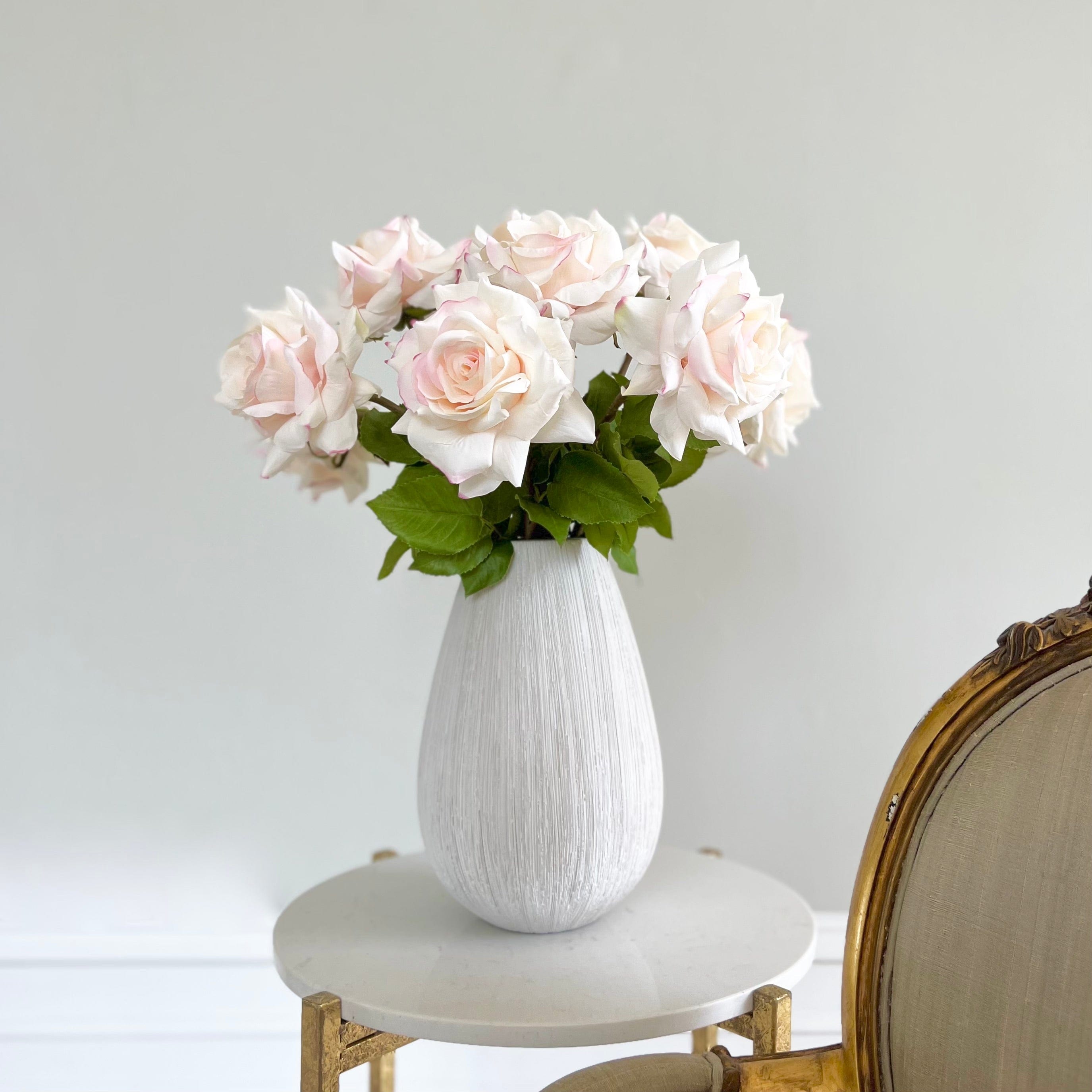 Artificial flowers luxury faux silk pale pink hybrid tea rose rose bibury vase lifelike realistic faux flowers ABP1513 ABY5155LPK