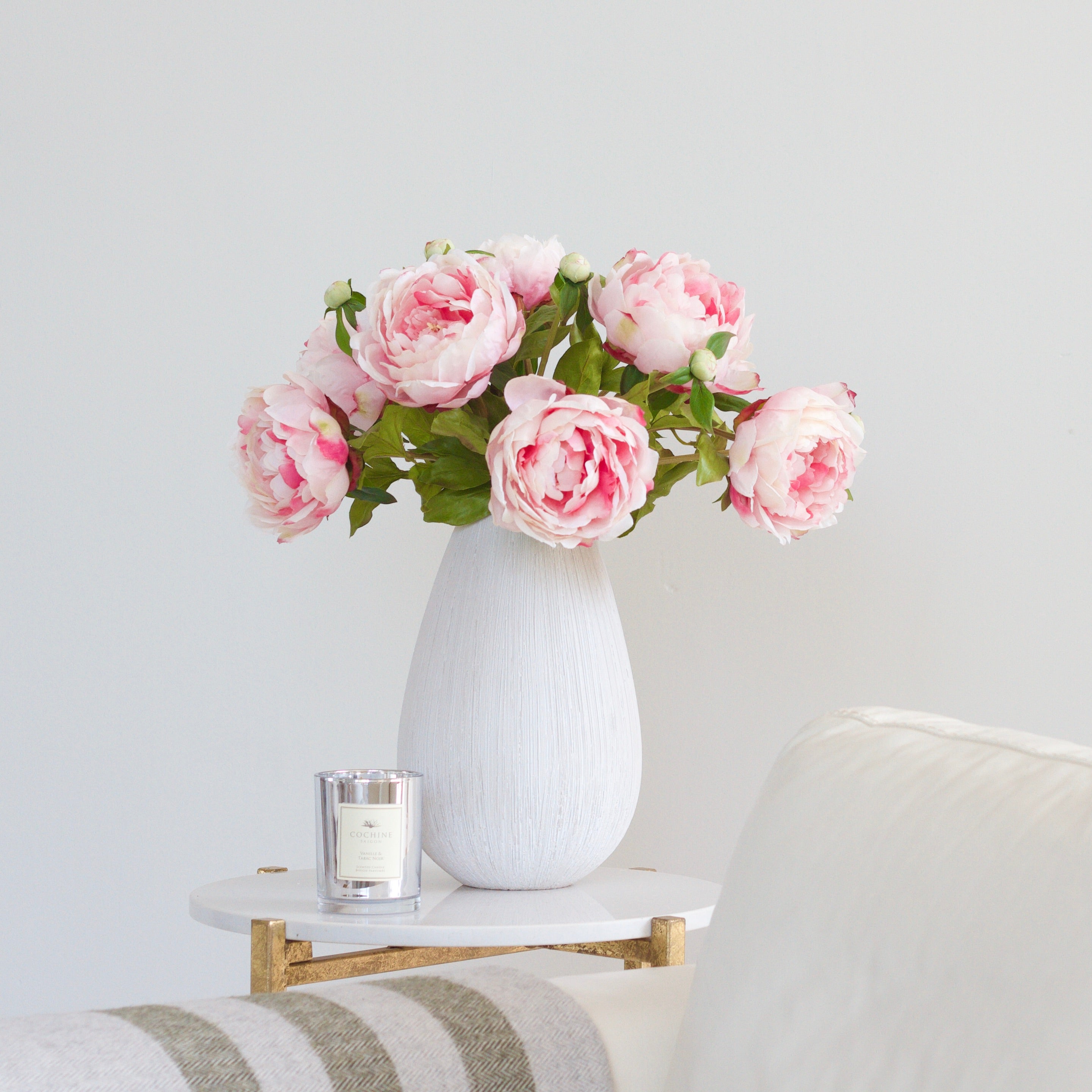 Artificial flowers luxury faux silk pink classic peony bibury vase lifelike realistic faux flowers ABP1513 ABY6043PK