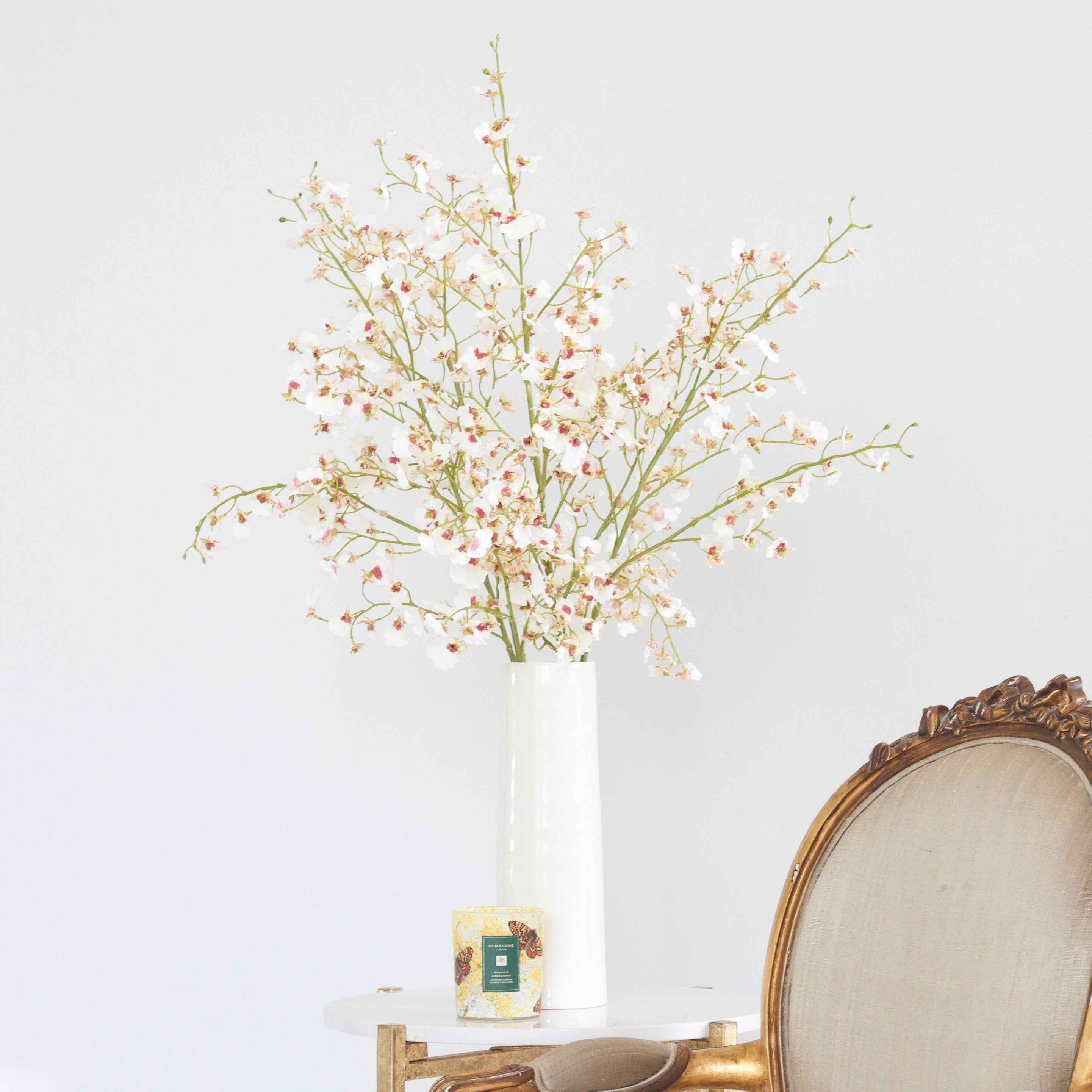 Artificial flowers luxury faux silk white oncidium orchid stem prestbury vase lifelike realistic faux flowers ABP1828 ABY7044WH