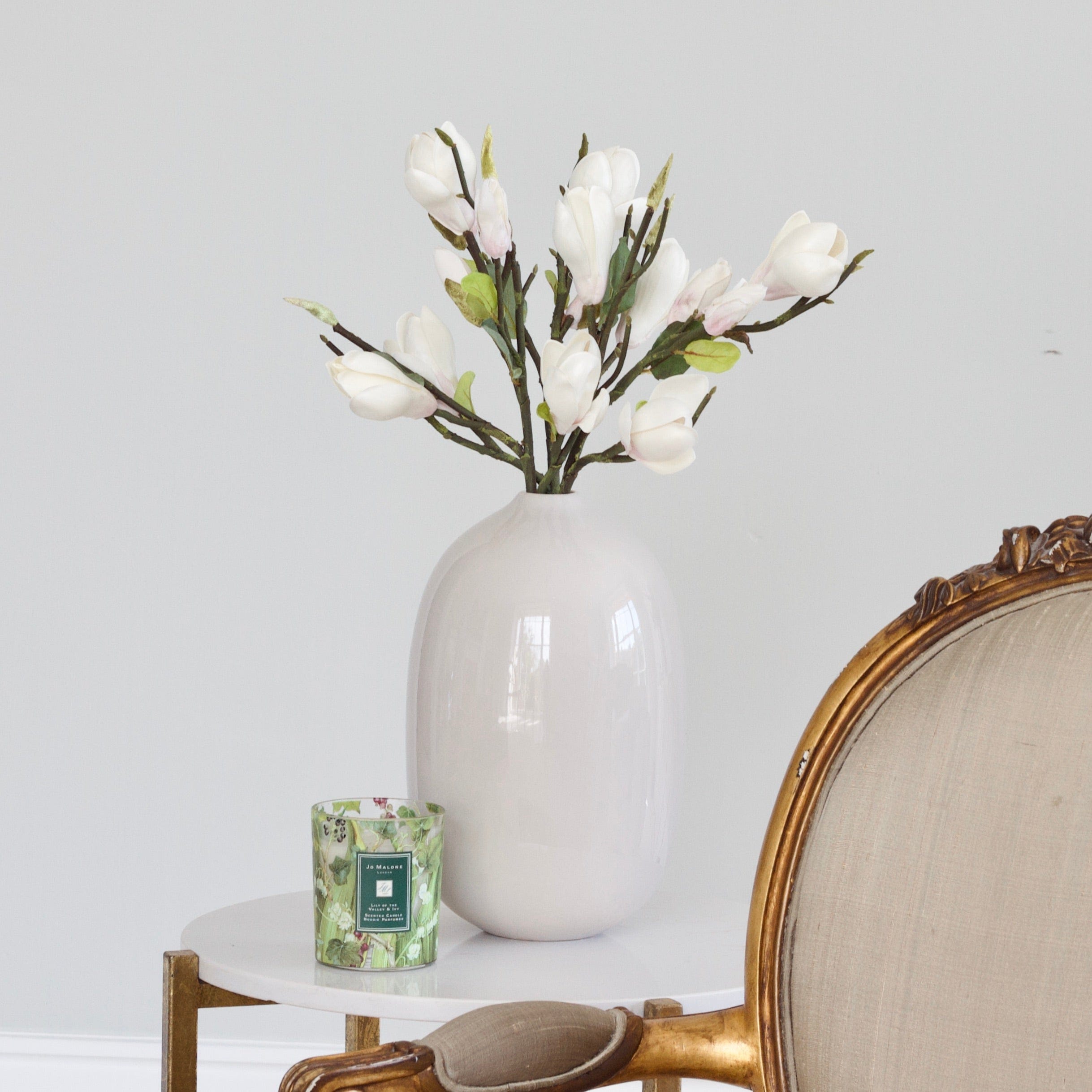 Artificial flowers luxury faux white short magnolia branch lifelike realistic faux flowers Bibury Vase ABP1513 ABY7108WH (1)
