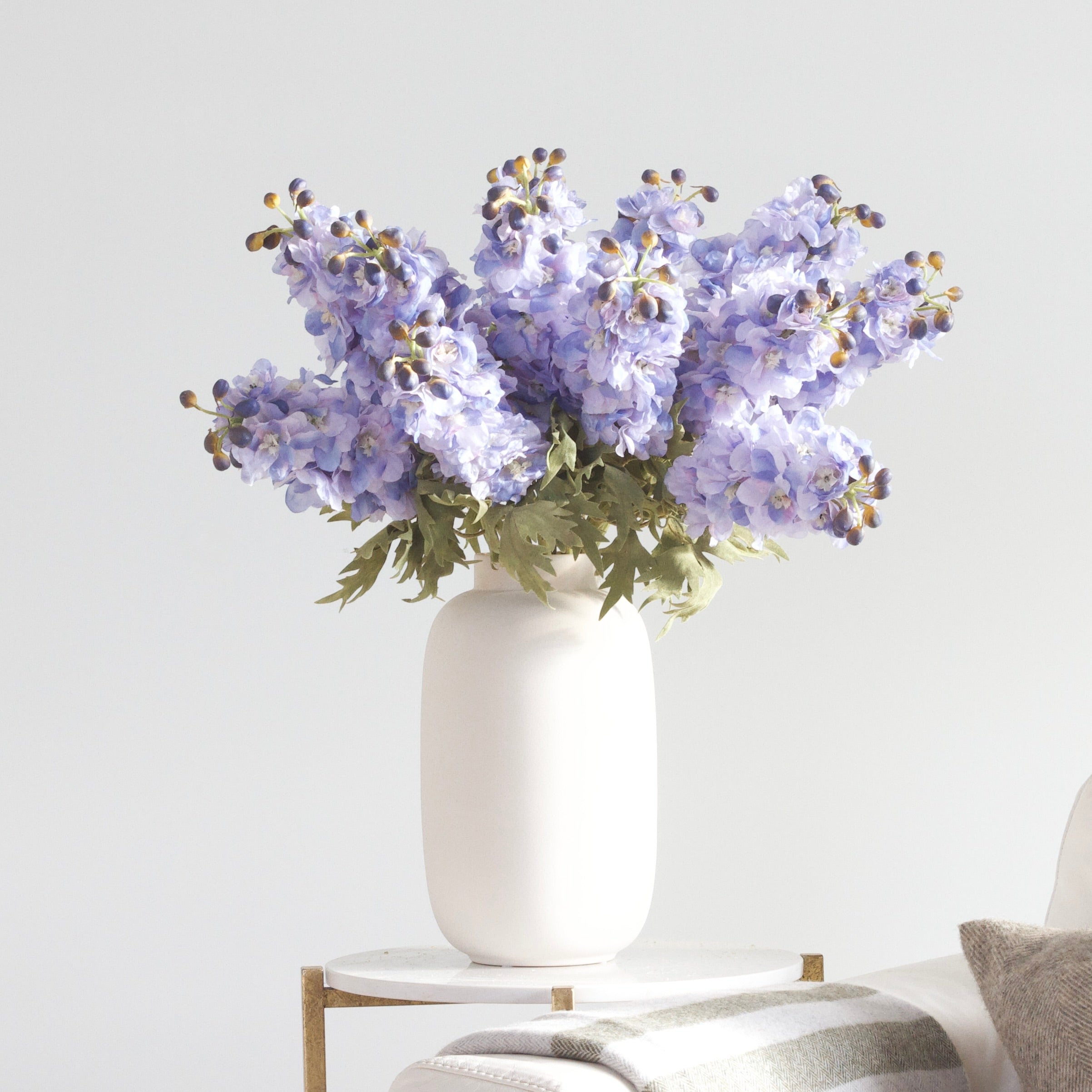 Luxury Lifelike Realistic Artificial Fabric Silk Blooms with Foliage Buy Online from The Faux Flower Company Trade Blue Delphinium
