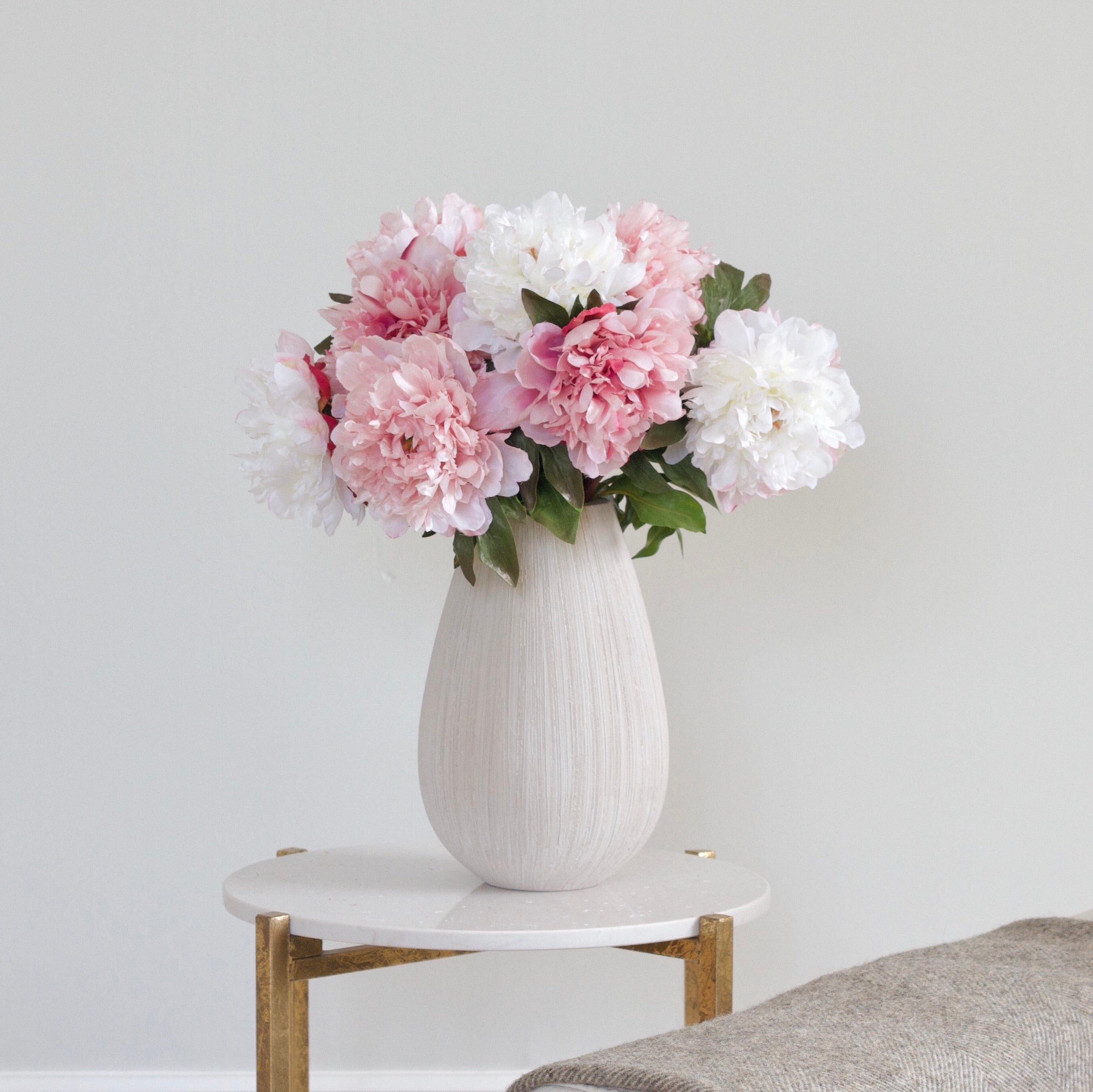 Luxury Lifelike Realistic Artificial Fabric Silk Luxury Mixed Large Open Peony Flower Stems with Foliage Arrangements and Bouquets Buy Online from The Faux Flower Company