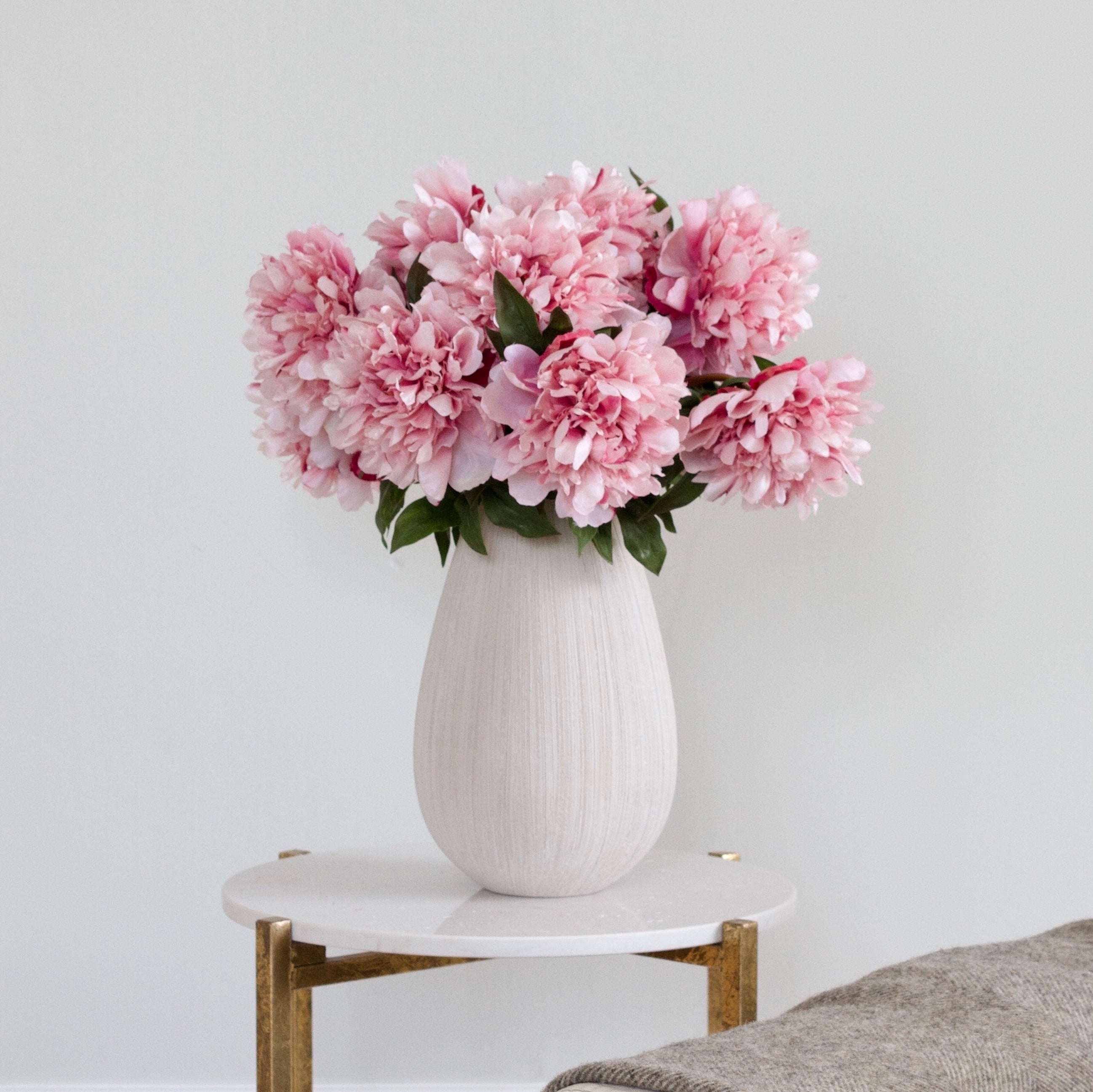 Luxury Lifelike Realistic Artificial Fabric Silk Luxury Pink Large Open Peony Flower Stems with Foliage Arrangements and Bouquets Buy Online from The Faux Flower Company