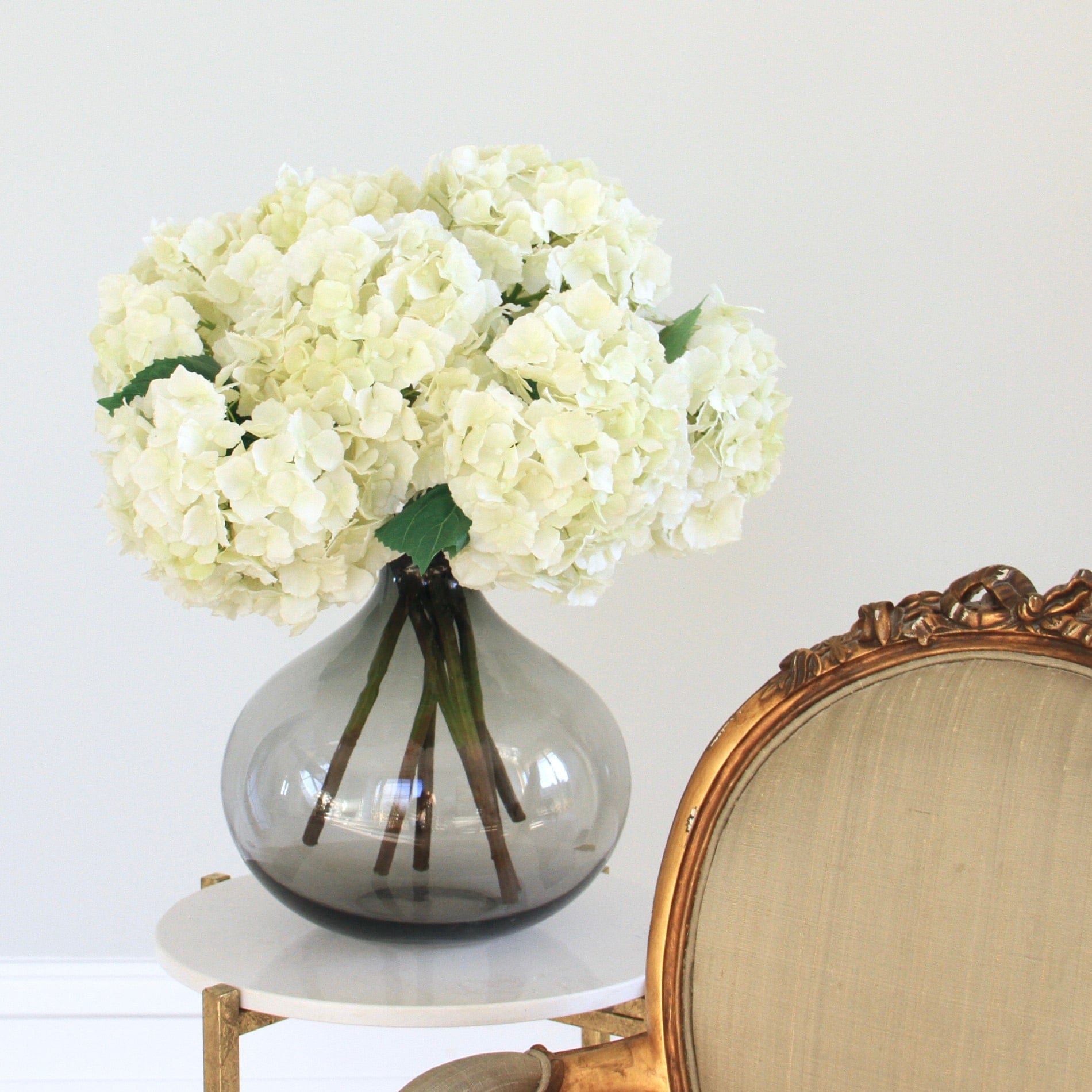artificial flowers luxury faux silk cream lacecap hydrangea lifelike realistic faux flowers buy online from Amaranthine Blooms