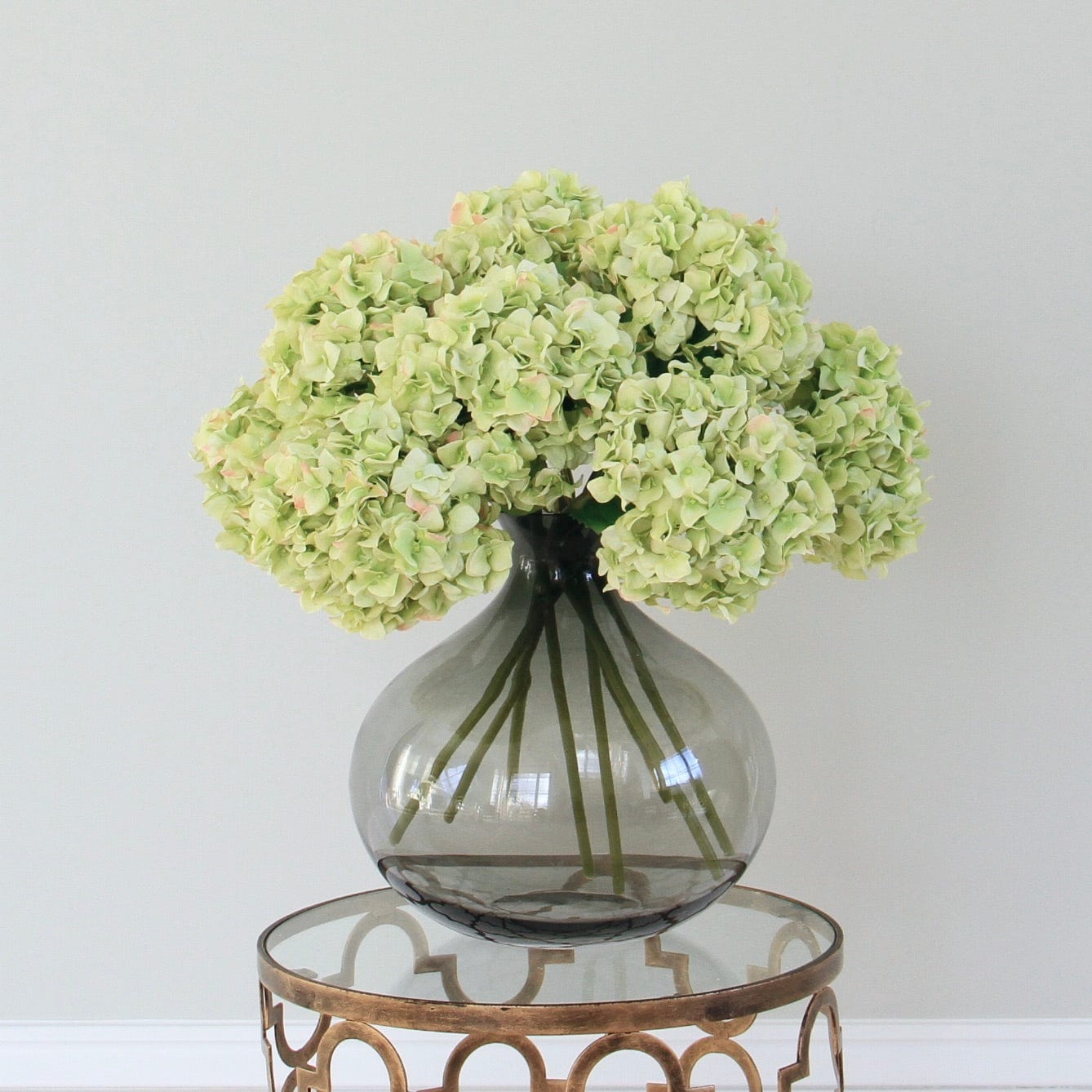 Artificial flowers luxury faux silk Green Hydrangea lifelike realistic faux flowers buy online from Amaranthine Blooms UK