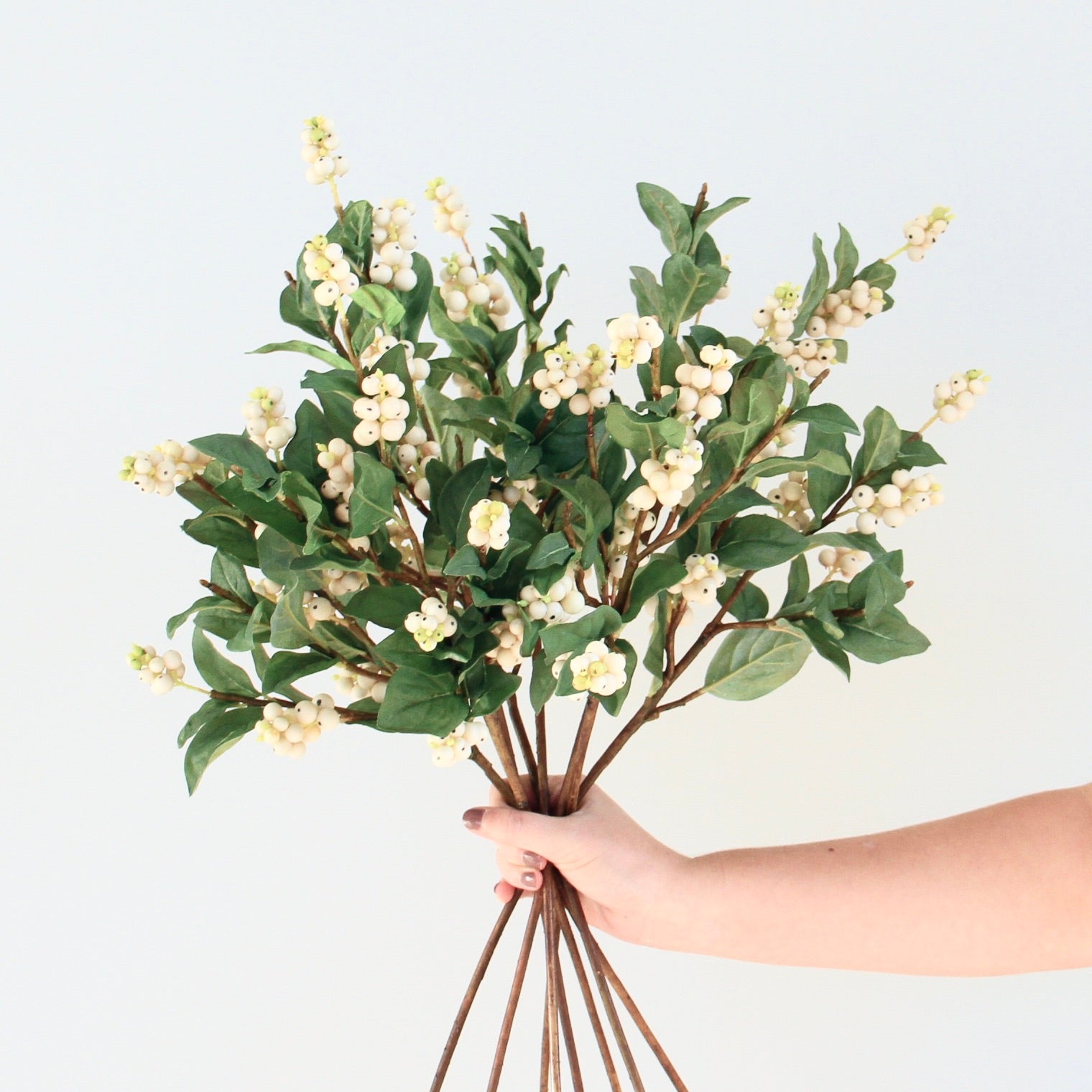 Artificial flowers luxury faux silk snowberry branch lifelike realistic faux flowers buy online from Amaranthine Blooms UK