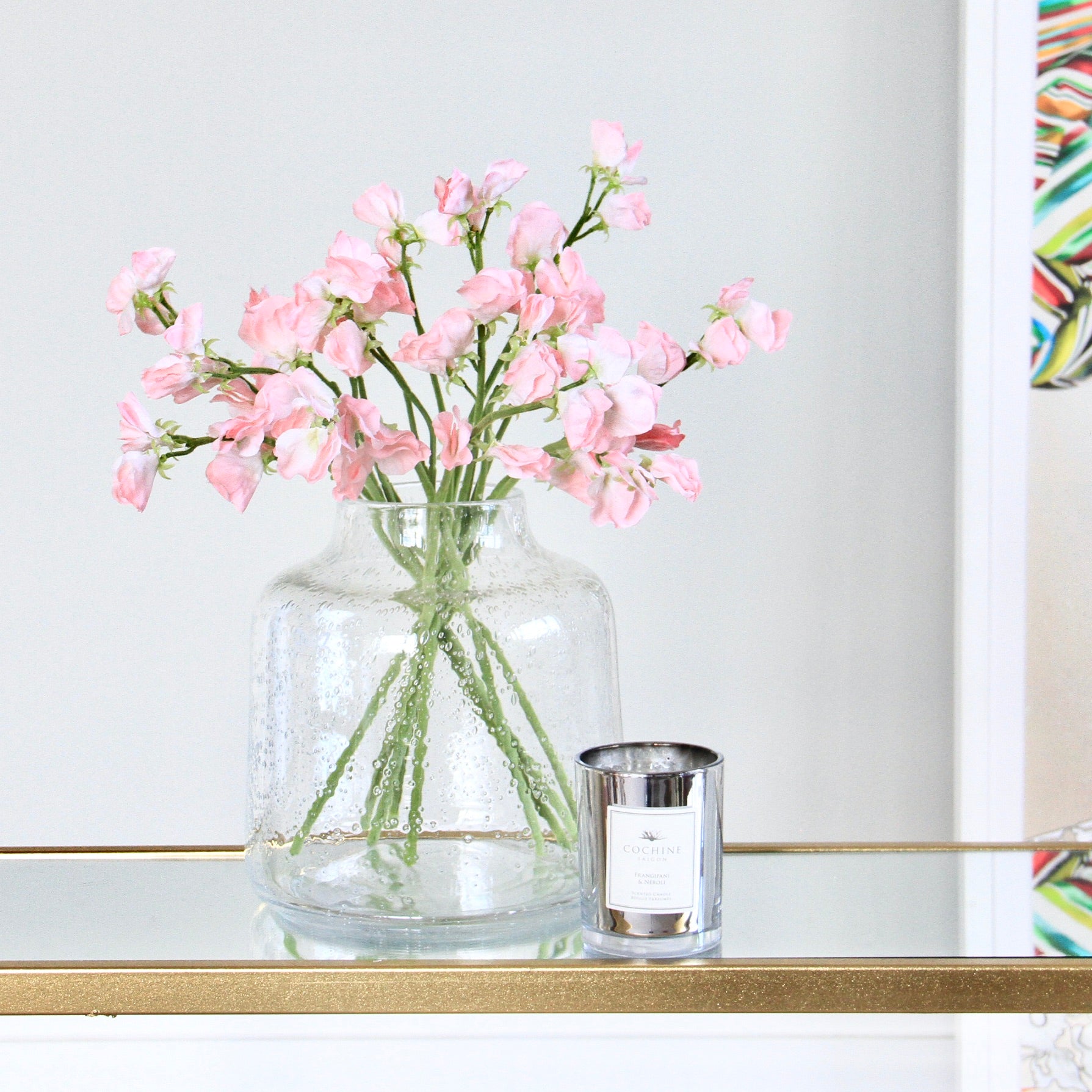 Artificial flowers luxury faux silk small light pink sweet pea lifelike realistic faux flowers buy online from Amaranthine Blooms UK