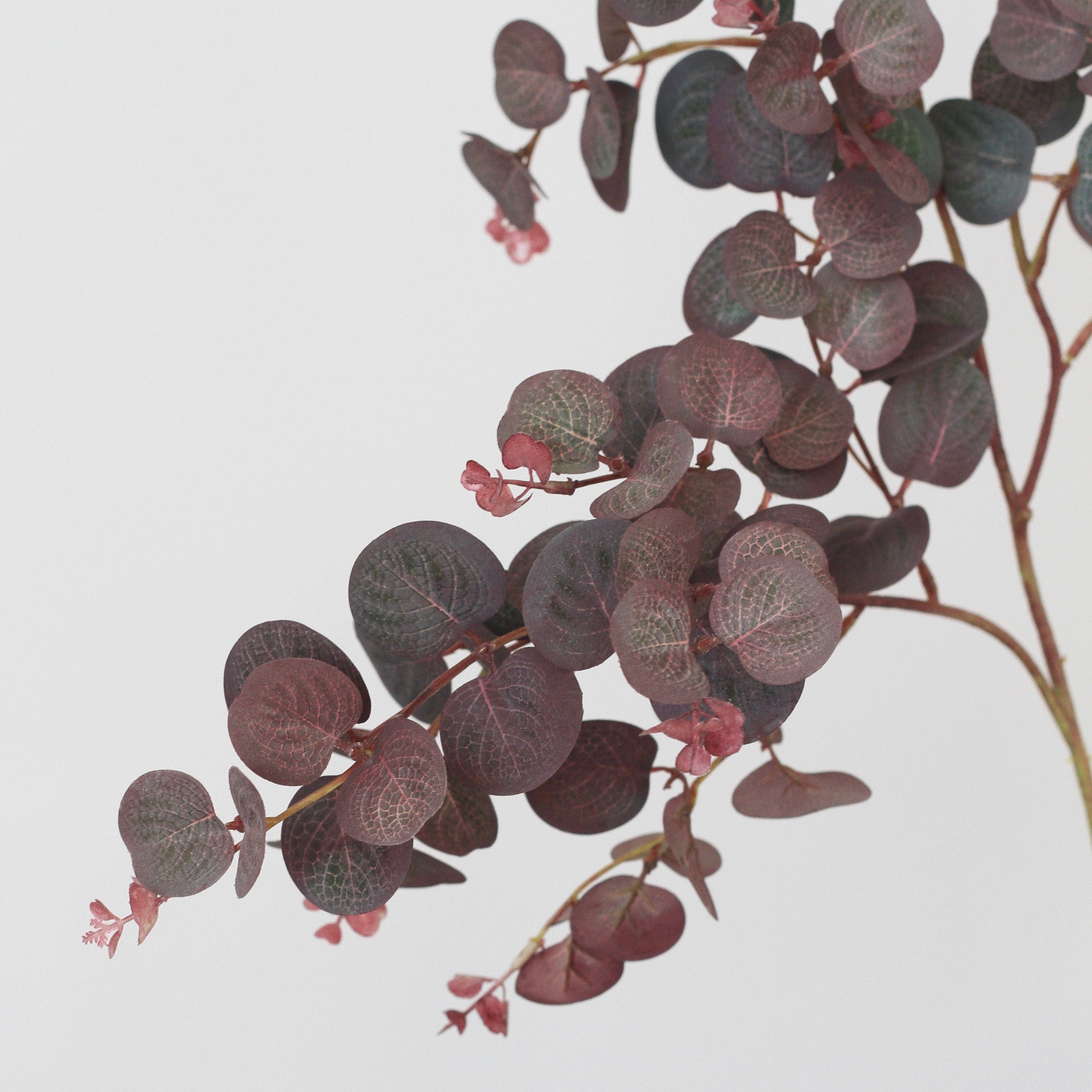 artificial flowers luxury faux silk burgundy eucalyptus branch plant lifelike realistic faux flowers buy online from Amaranthine Blooms UK 1