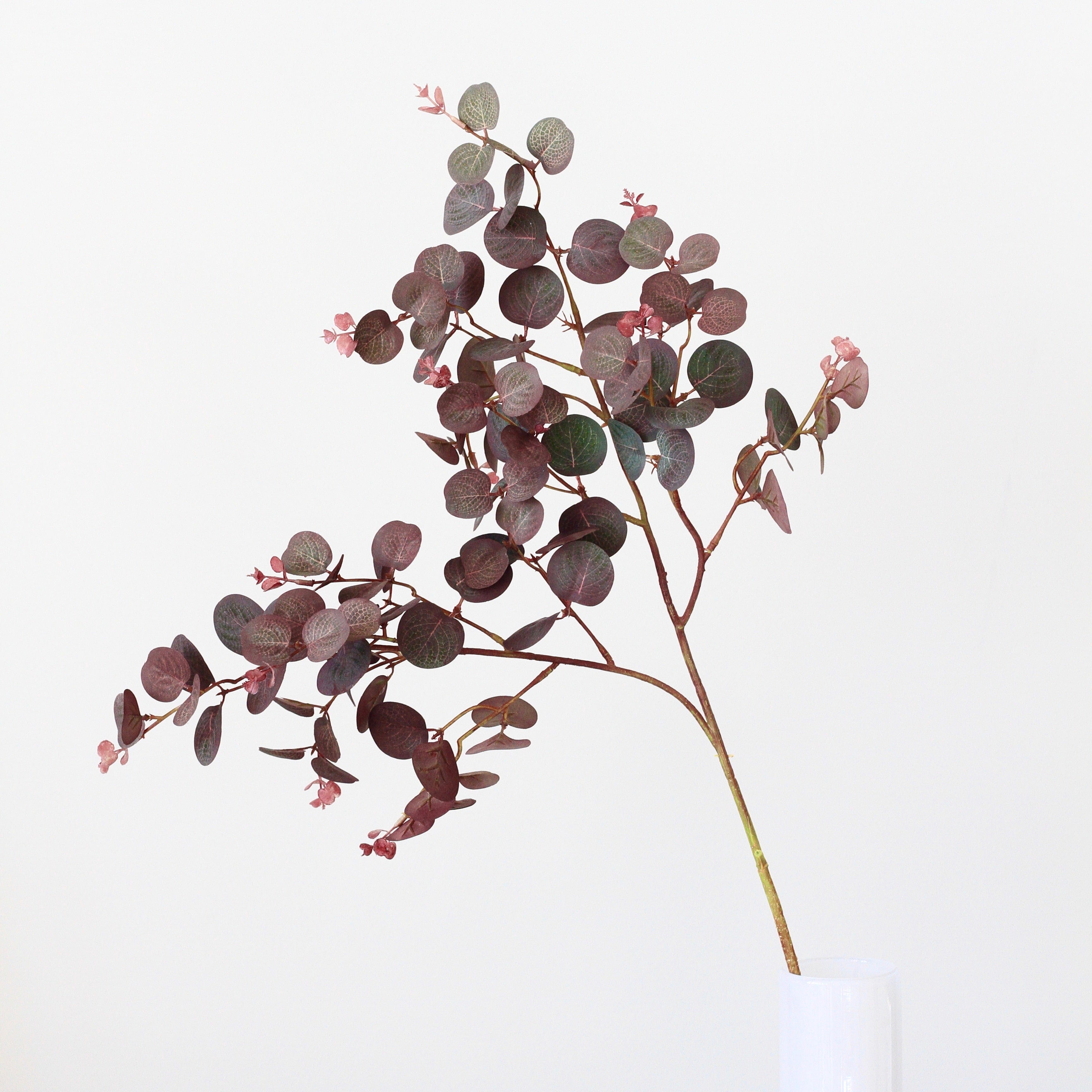 artificial flowers luxury faux silk burgundy eucalyptus branch plant lifelike realistic faux flowers buy online from Amaranthine Blooms UK 1