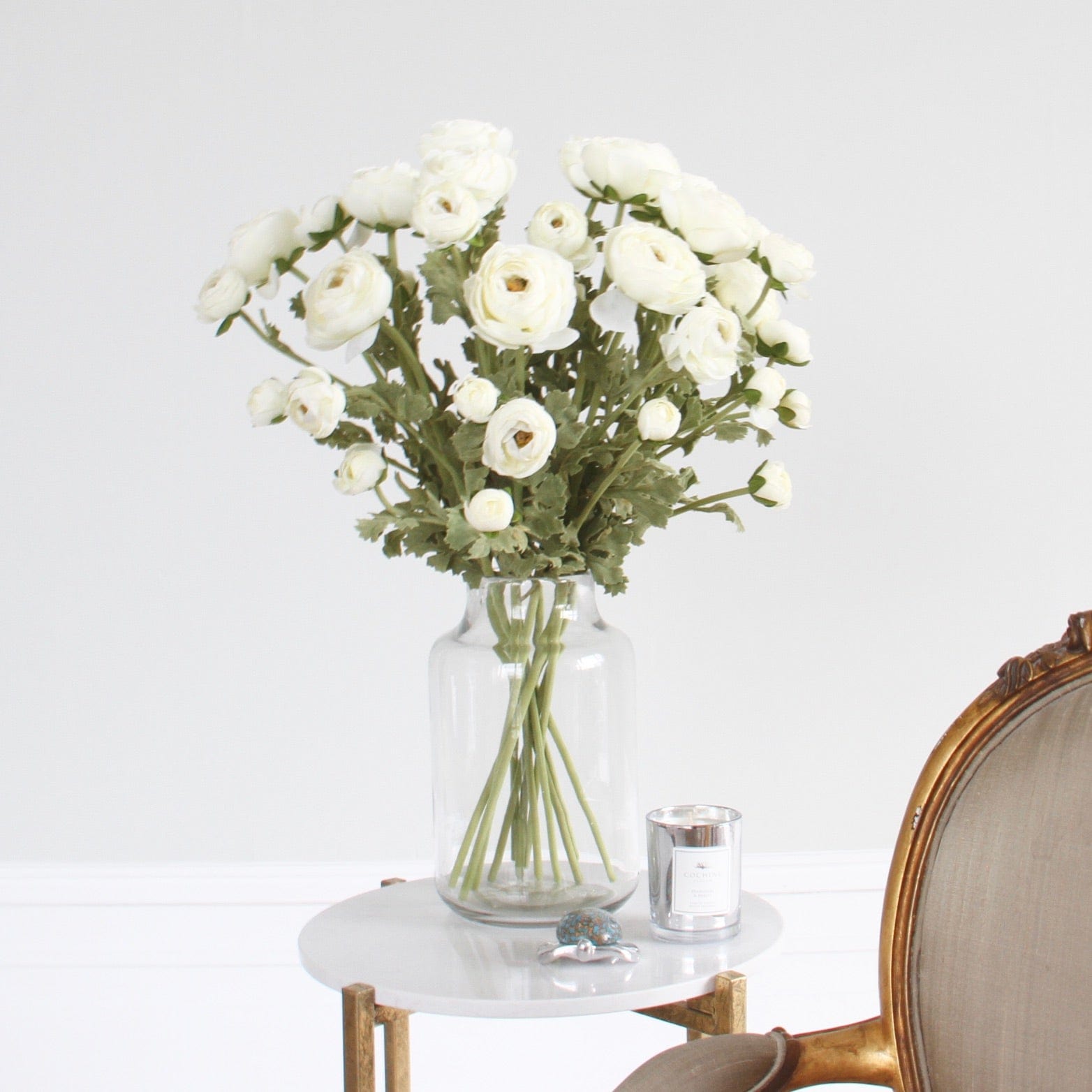 artificial flowers luxury faux silk white ranunculus lifelike realistic faux flowers buy online from Amaranthine Blooms UK