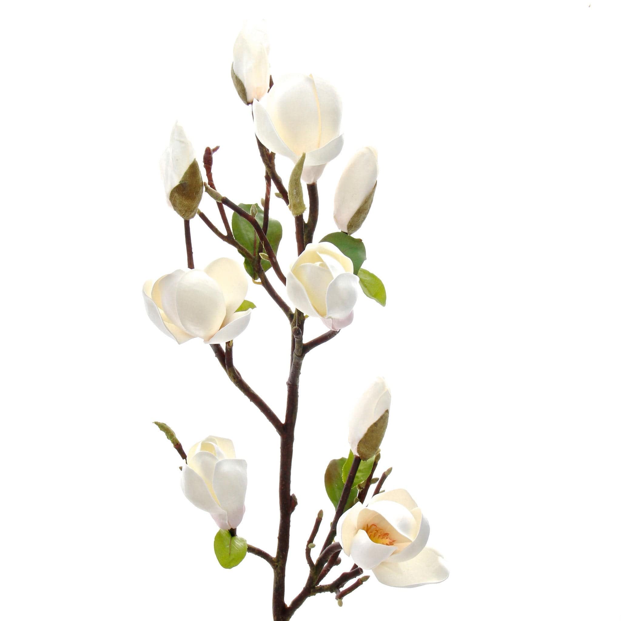 luxury artificial fake silk flowers white tall magnolia branch lifelike realistic faux flowers buy online from Amaranthine Blooms UK